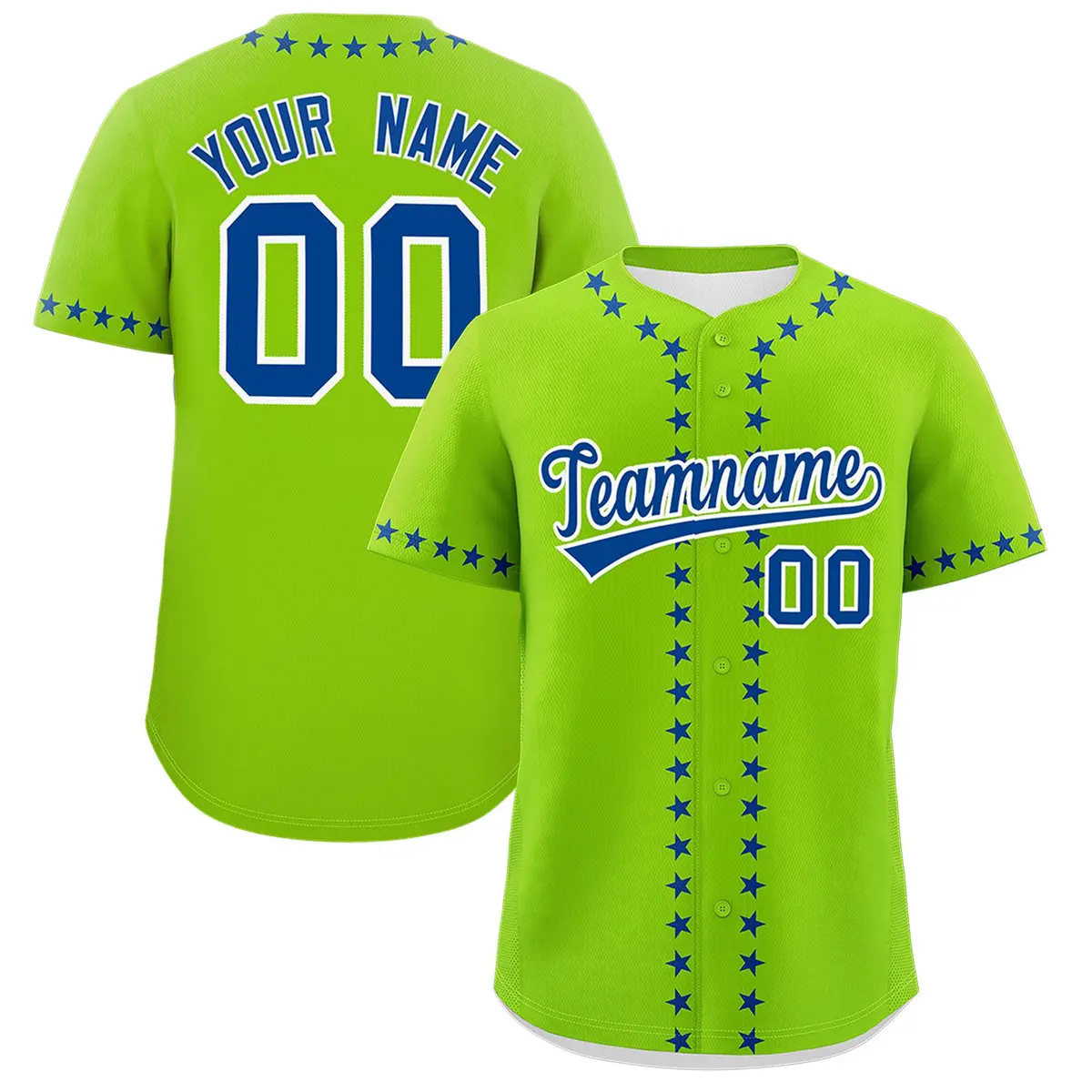 Neon Green Royal Star Ribbing Authentic Baseball Jersey
