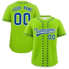 Neon Green Royal Star Ribbing Authentic Baseball Jersey 1