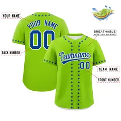 Neon Green Royal Star Ribbing Authentic Baseball Jersey 2