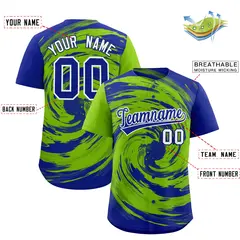 Neon Green Royal Swirl Graffiti Baseball Jersey 2