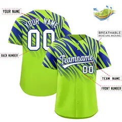 Neon Green Royal Tiger Stripe Gradient Baseball Jersey 2