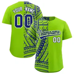 Neon Green Royal Tribal Split Baseball Jersey 1