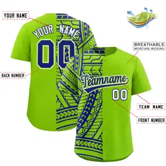 Neon Green Royal Tribal Split Baseball Jersey 2