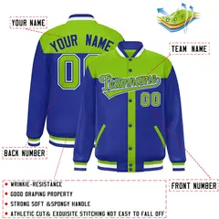 Neon Green Royal Varsity Baseball Color Block Bomber Jacket 2