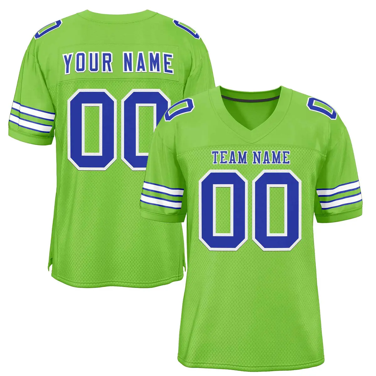 Neon Green Royal-White Classic Style Football Jersey