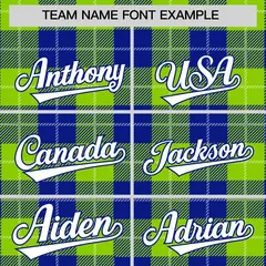 Neon Green Royal-White Plaid Varsity Letterman Jacket 3