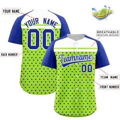 Neon Green Royal White Raglan Star Print Baseball Jersey 2