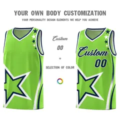 Neon Green Shoulder Stars Graffiti Basketball Jersey 3