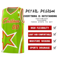 Neon Green Shoulder Stars Graffiti Basketball Jersey 2