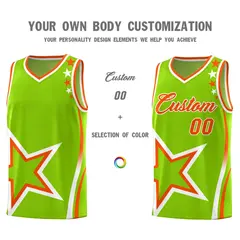 Neon Green Shoulder Stars Graffiti Basketball Jersey 3