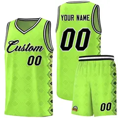 Neon Green Side Blocks Sports Uniform Basketball Jersey 1