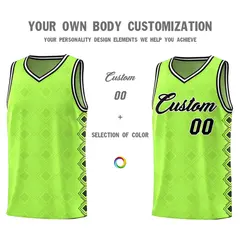 Neon Green Side Blocks Sports Uniform Basketball Jersey 3