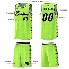 Neon Green Side Blocks Sports Uniform Basketball Jersey 5