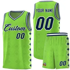Neon Green Side Blocks Sports Uniform Basketball Jersey 1