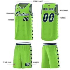 Neon Green Side Blocks Sports Uniform Basketball Jersey 5