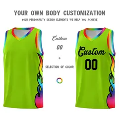 Neon Green Side Flame Basketball Jersey for Teams 3