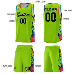 Neon Green Side Flame Basketball Jersey for Teams 5