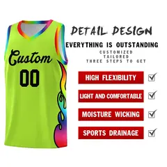 Neon Green Side Flame Basketball Jersey for Teams 2