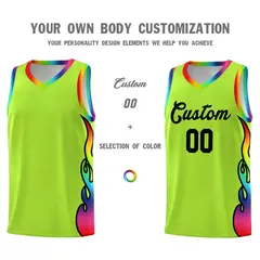 Neon Green Side Flame Basketball Jersey for Teams 3