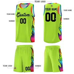 Neon Green Side Flame Basketball Jersey for Teams 5