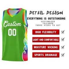 Neon Green Side Flame Basketball Jersey for Teams 2