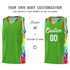 Neon Green Side Flame Basketball Jersey for Teams 3