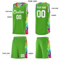 Neon Green Side Flame Basketball Jersey for Teams 5