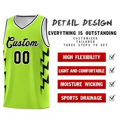 Neon Green Side Lightning Graffiti Basketball Uniform Jersey 2
