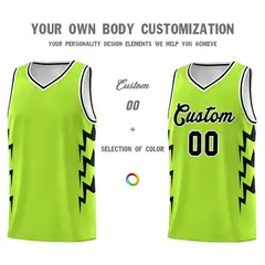 Neon Green Side Lightning Graffiti Basketball Uniform Jersey 3