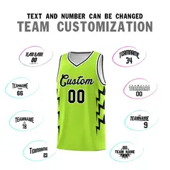 Neon Green Side Lightning Graffiti Basketball Uniform Jersey 4