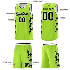 Neon Green Side Lightning Graffiti Basketball Uniform Jersey 5