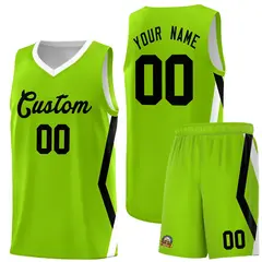 Neon Green Side Rhombus Graffiti Pattern Basketball Jersey 1