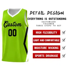 Neon Green Side Rhombus Graffiti Pattern Basketball Jersey 2