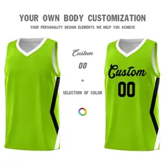 Neon Green Side Rhombus Graffiti Pattern Basketball Jersey 3