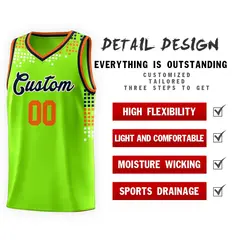 Neon Green Square Grid Graffiti Pattern Basketball Jersey 4