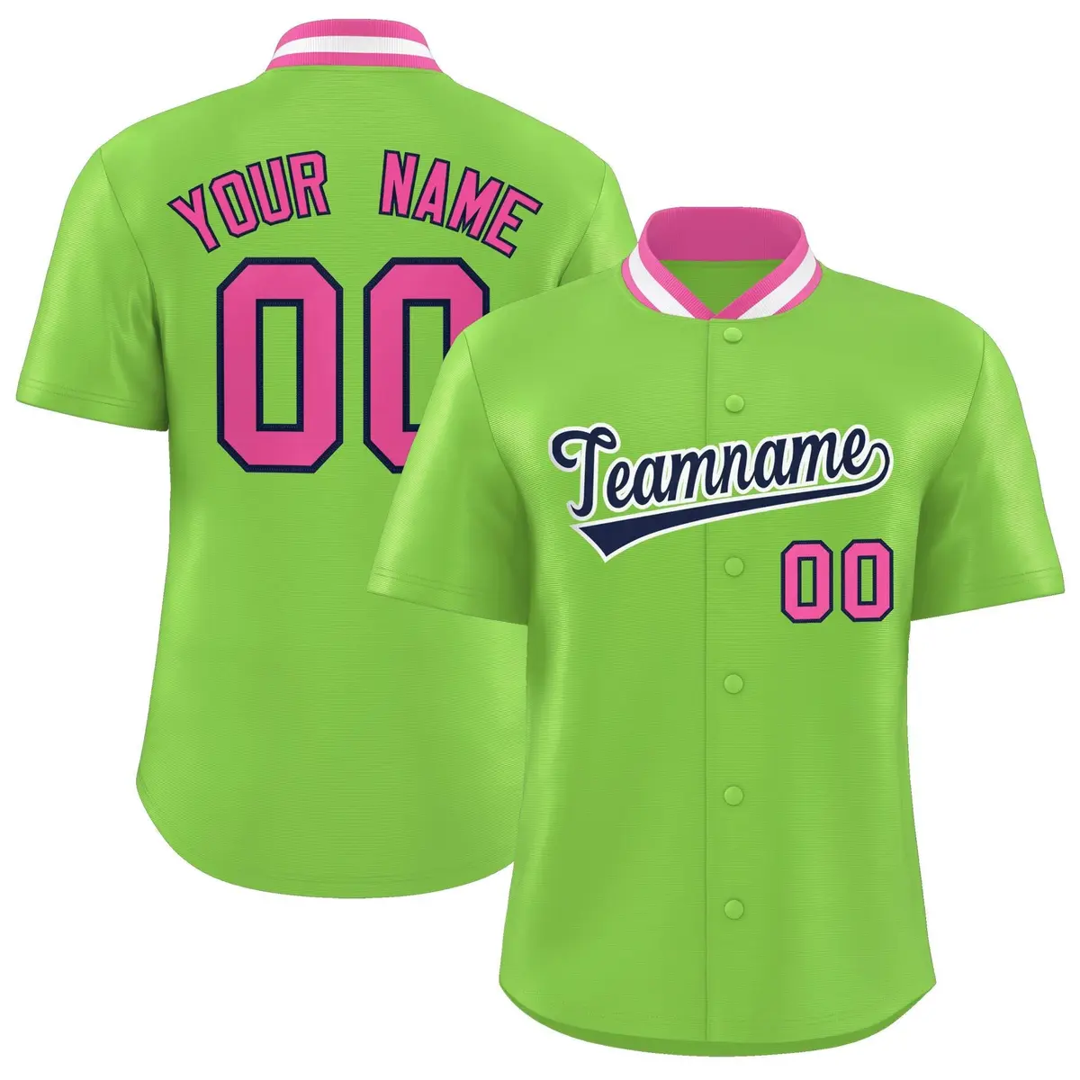 Neon Green Stand Collar Classic Baseball Jersey