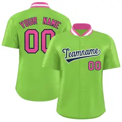 Neon Green Stand Collar Classic Baseball Jersey