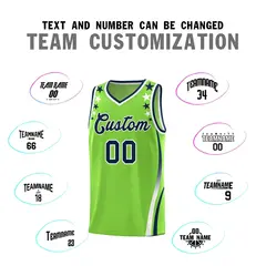 Neon Green Star Pattern Color Block Shoulders Basketball Jersey 4