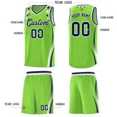 Neon Green Star Pattern Color Block Shoulders Basketball Jersey 5