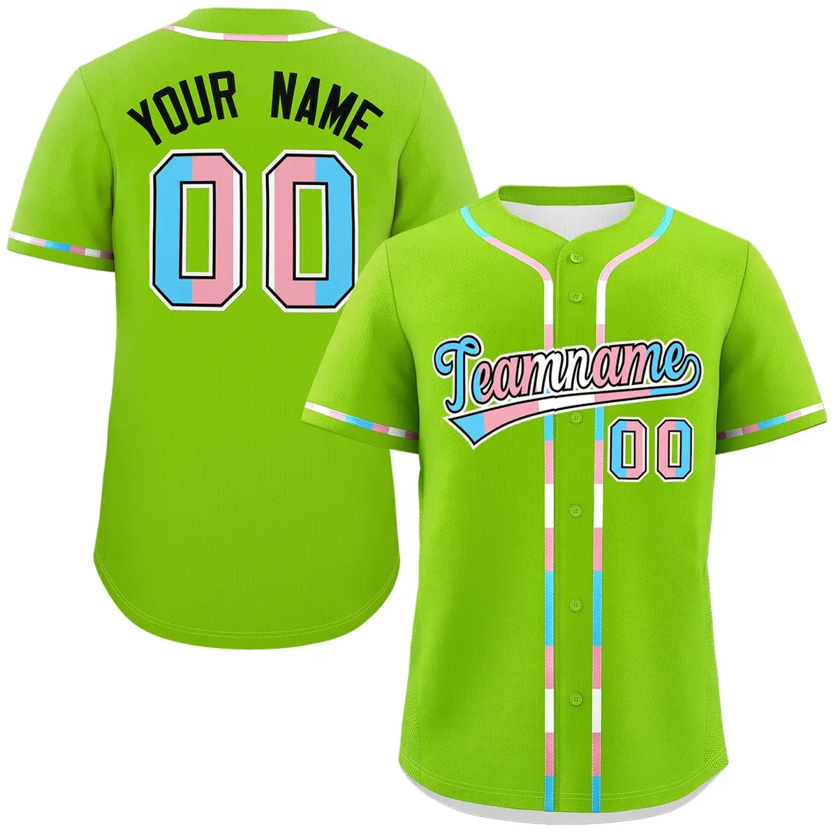 Neon Green Transgender Pride Month Classic Baseball Jersey