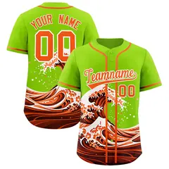 Neon Green Wave Graffiti Baseball Jersey 1