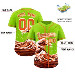 Neon Green Wave Graffiti Baseball Jersey 2