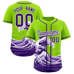 Neon Green Wave Graffiti Baseball Jersey 1