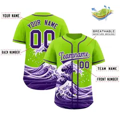 Neon Green Wave Graffiti Baseball Jersey 2
