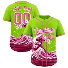 Neon Green Wave Graffiti Baseball Jersey 1