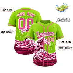 Neon Green Wave Graffiti Baseball Jersey 2