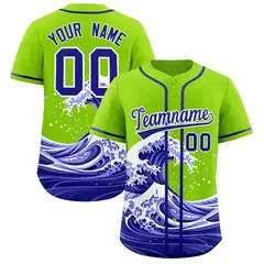 Neon Green Wave Graffiti Baseball Jersey 1