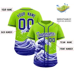 Neon Green Wave Graffiti Baseball Jersey 2