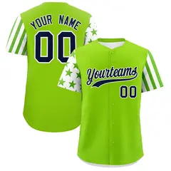 Neon Green White American Flag Raglan Baseball Jersey