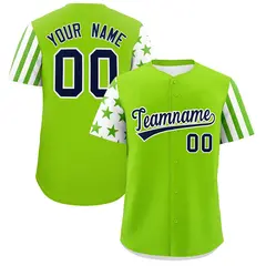 Neon Green White American Flag Raglan Baseball Jersey 13
